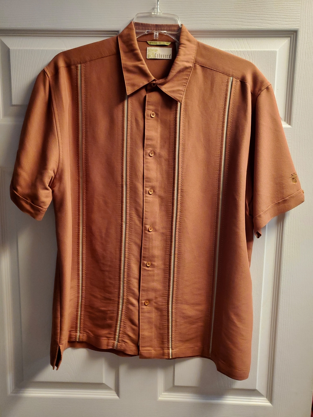 Cubavera Men's Short-Sleeve Button-Down Shirt in Copper Brown